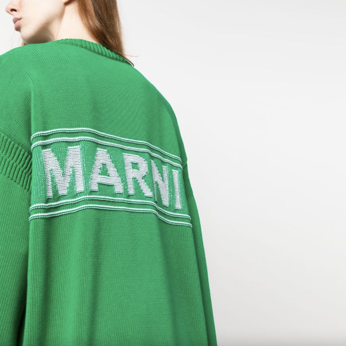 marni intarsia knit green logo cardigan - size 46 EU