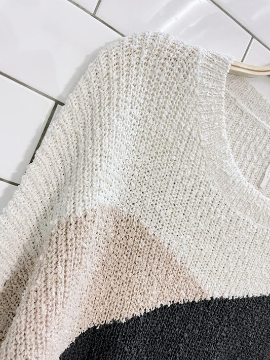 dreamers colourblock boucle knit crop sweater