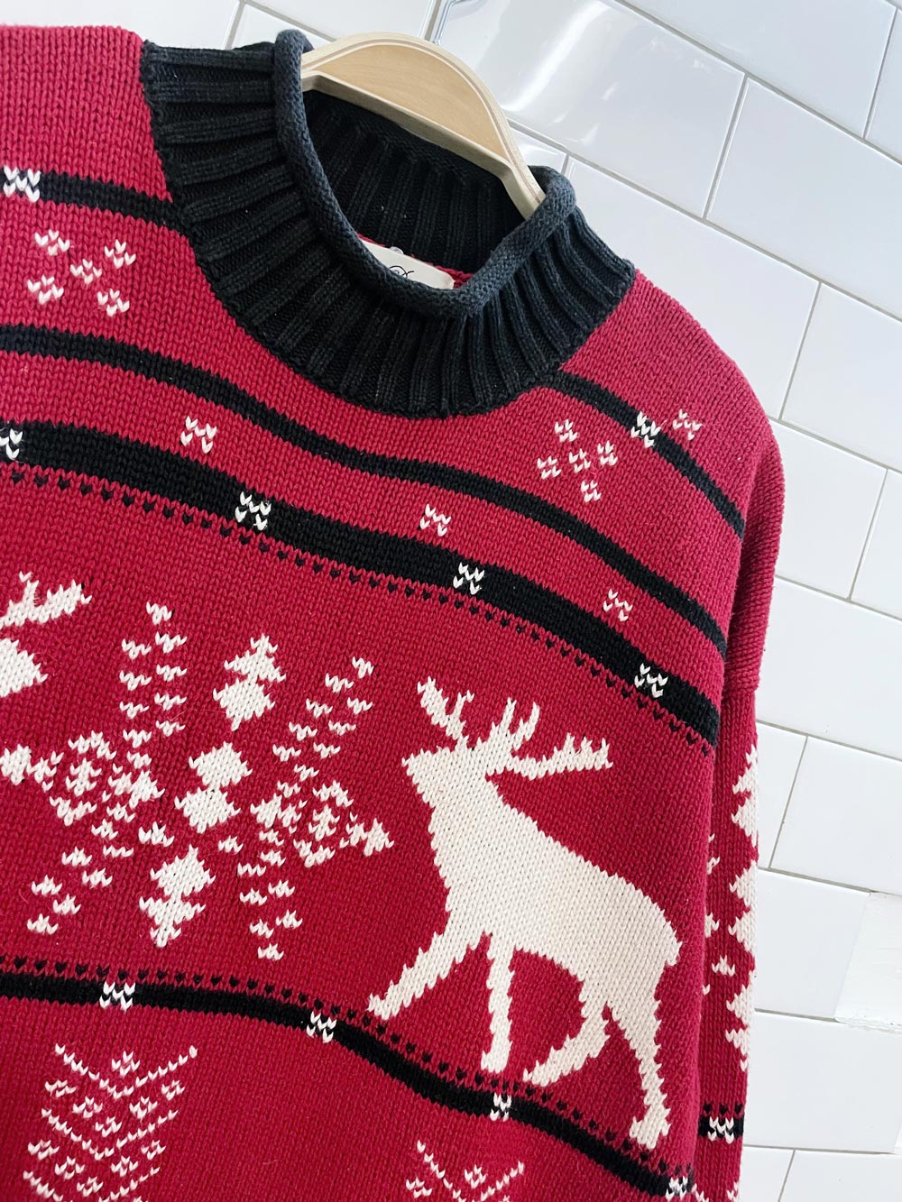 vintage 90s fred david reindeer knit sweater