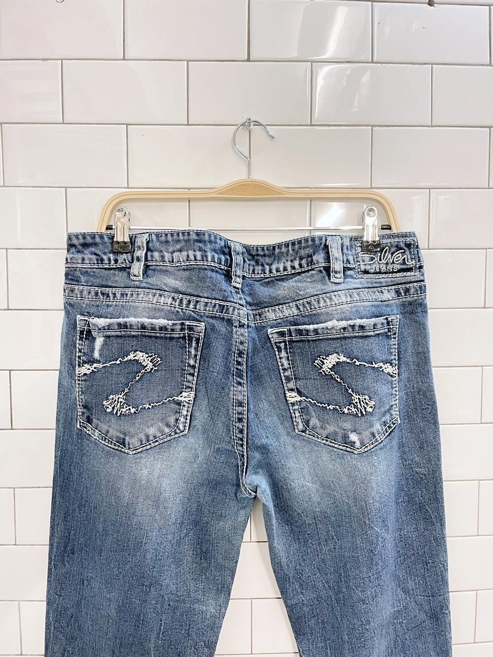 y2k silver low rise aiko bootcut jeans