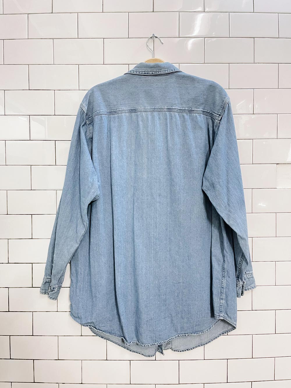 vintage image denim button down shirt