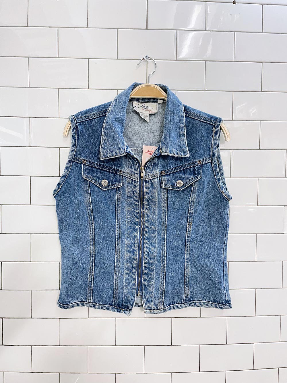 vintage 90s chazzz zip denim vest