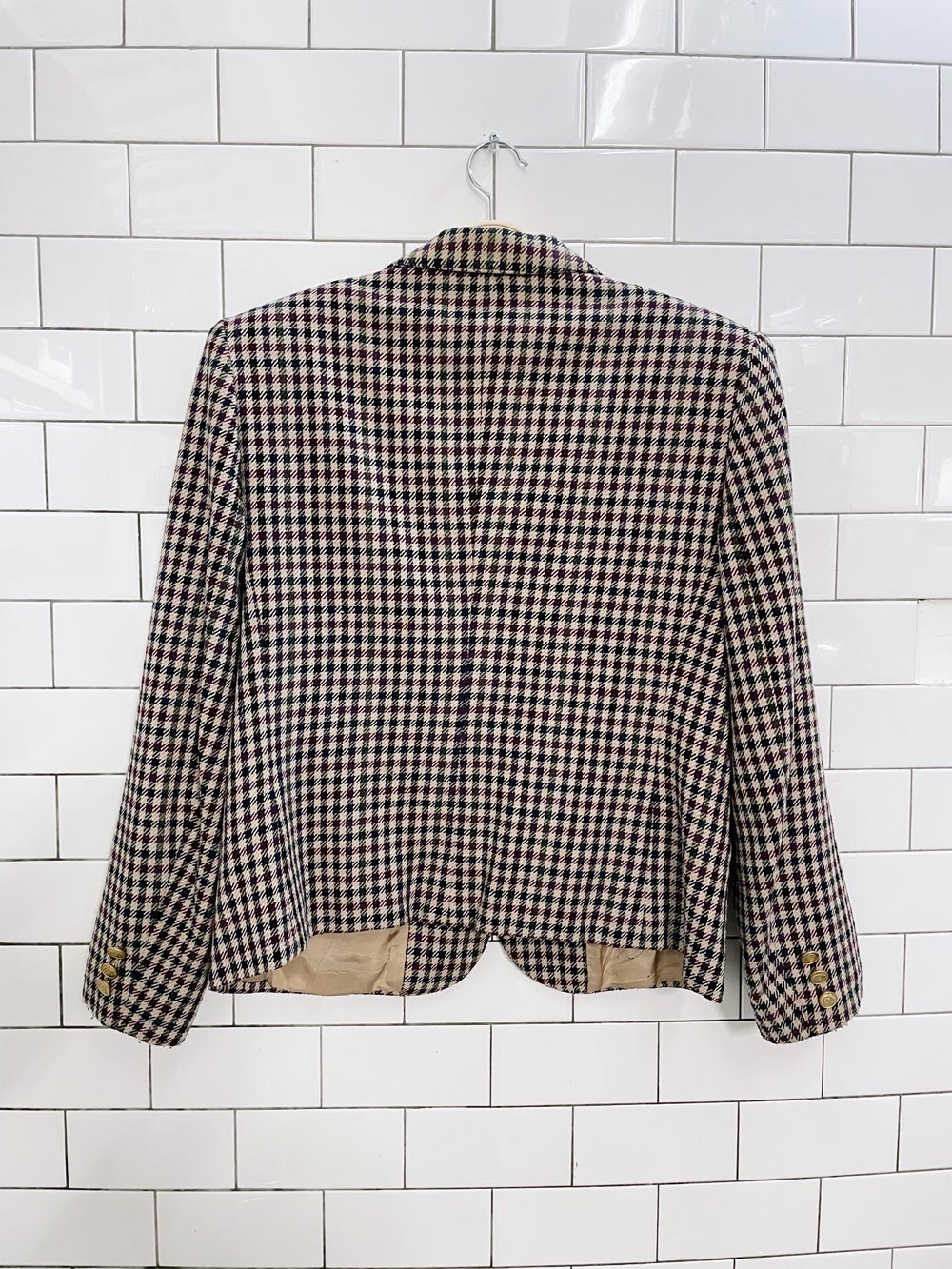 vintage haberdashery wool-blend houndstooth blazer