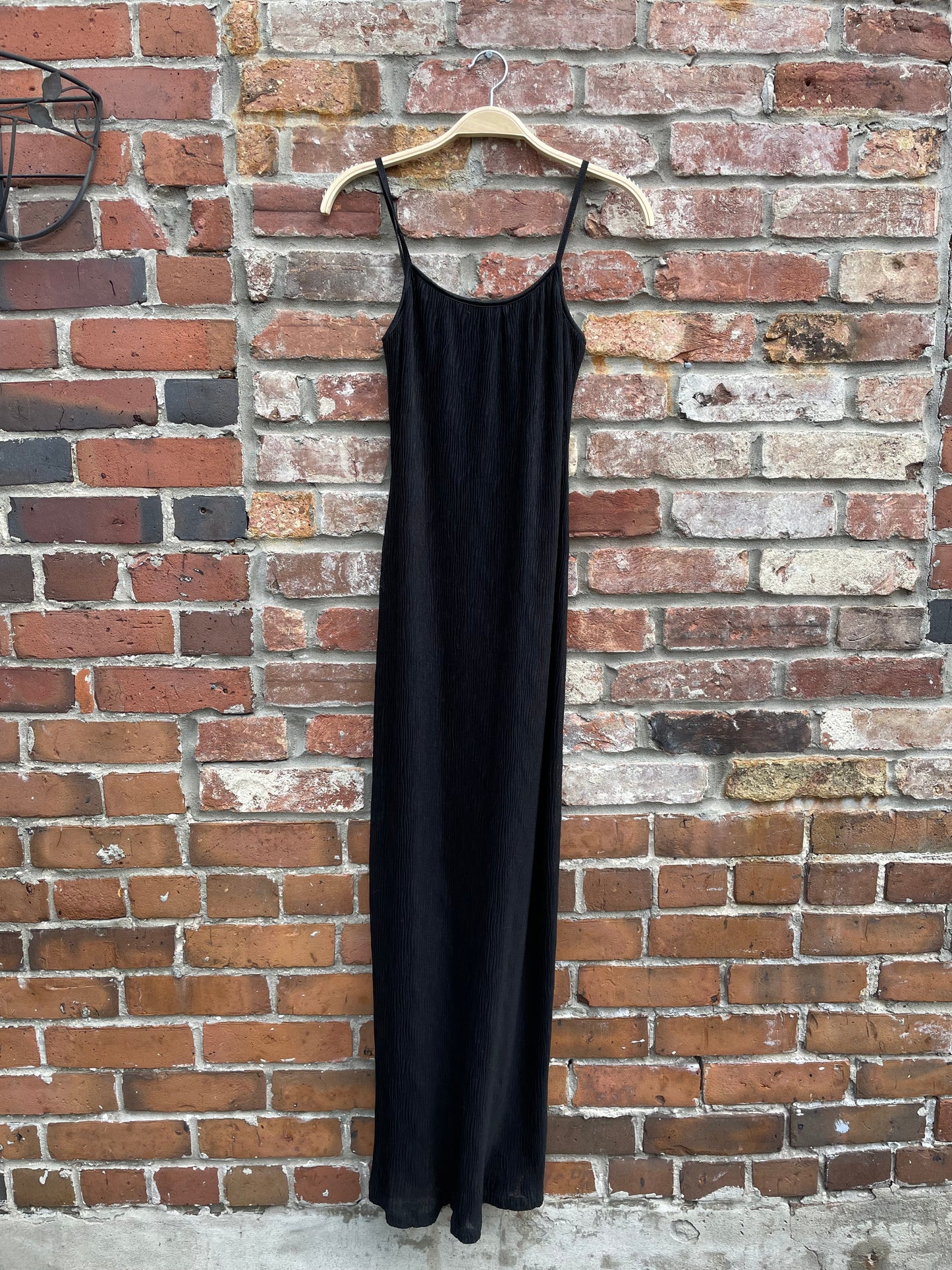 y2k black crinkle minimal tank gown