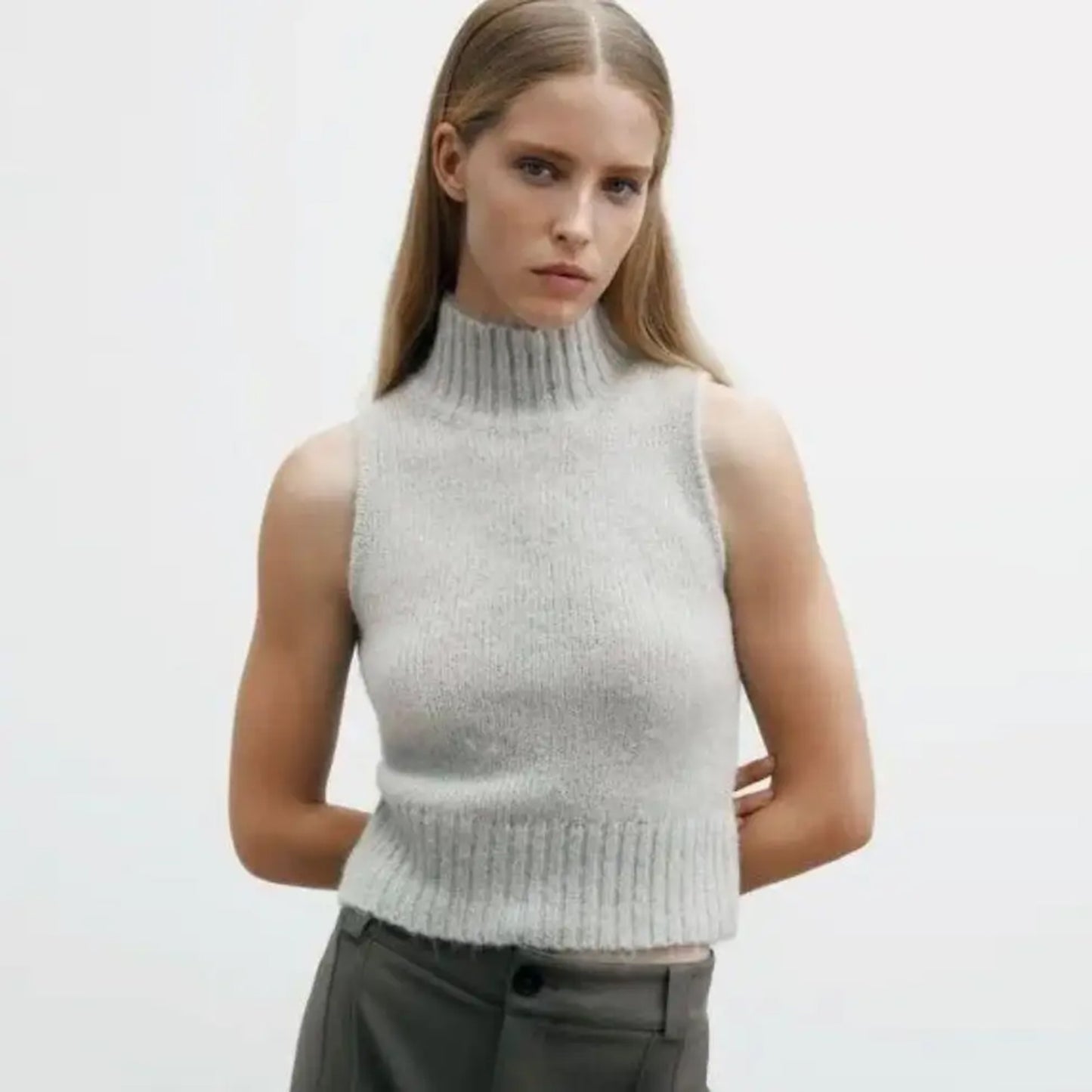 zara alpaca-wool knit sweater vest