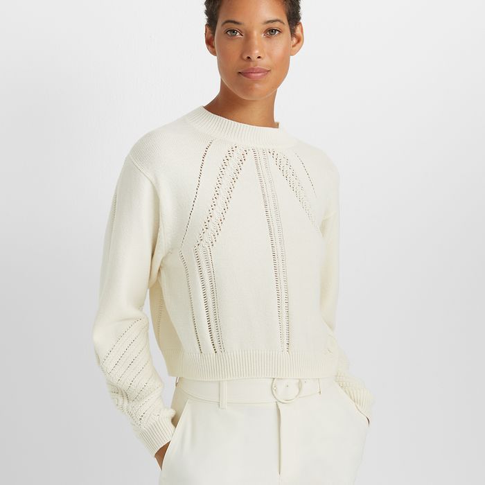 club monaco wool-blend pointelle knit sweater