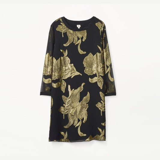 wilfred valse silk gold leaf mini dress