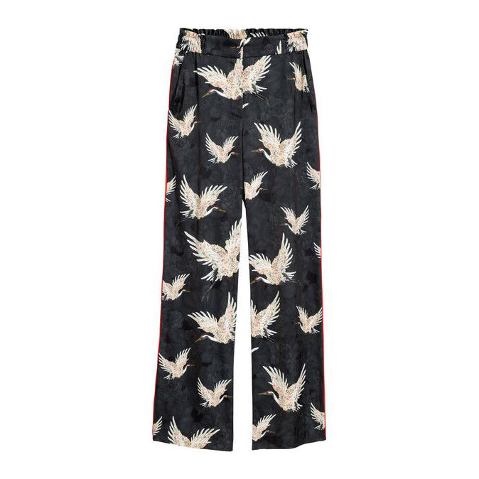 h&m satin crane wide leg pants