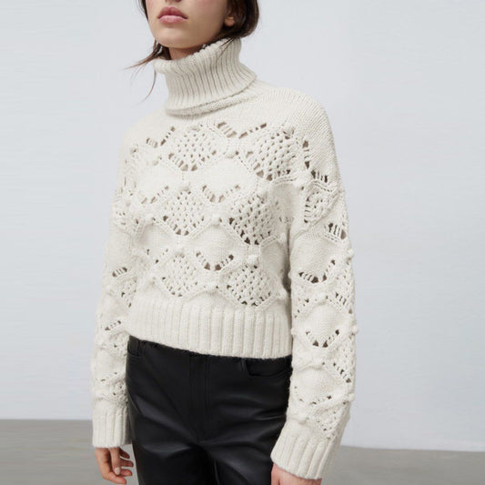 zara soft pointelle chunky knit turtleneck