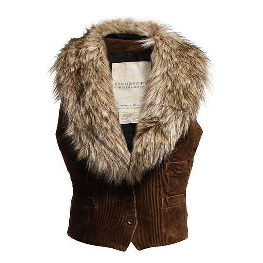 ralph lauren d&s chunky cord faux fur vest