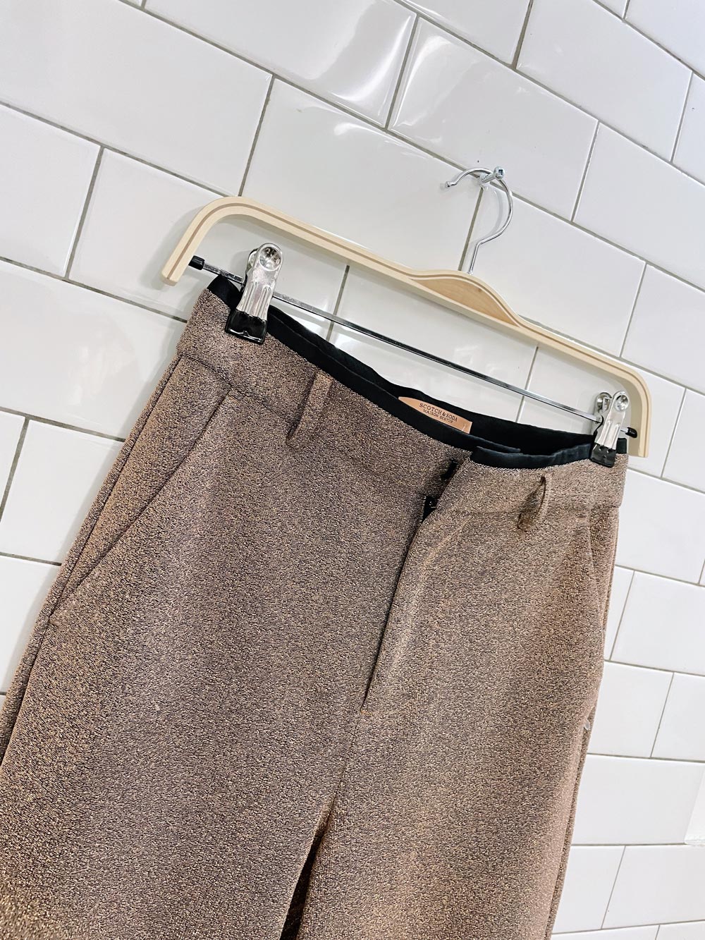 scotch & soda bronze glitter trouser