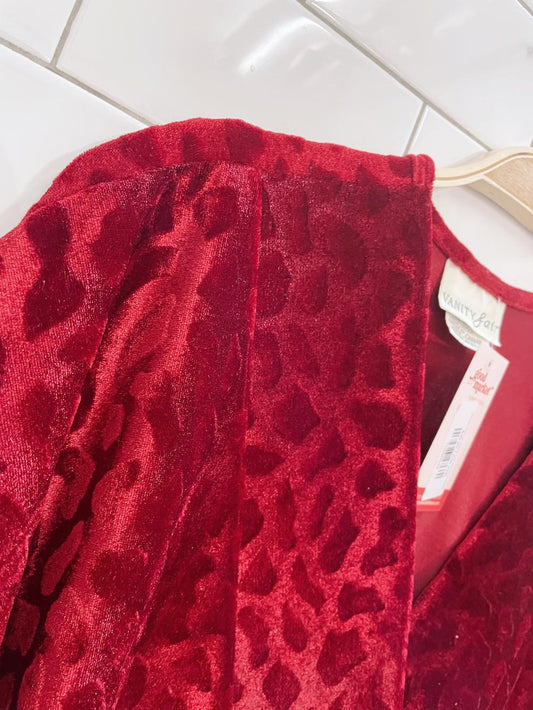 vintage vanity fair animal print red velvet holiday robe