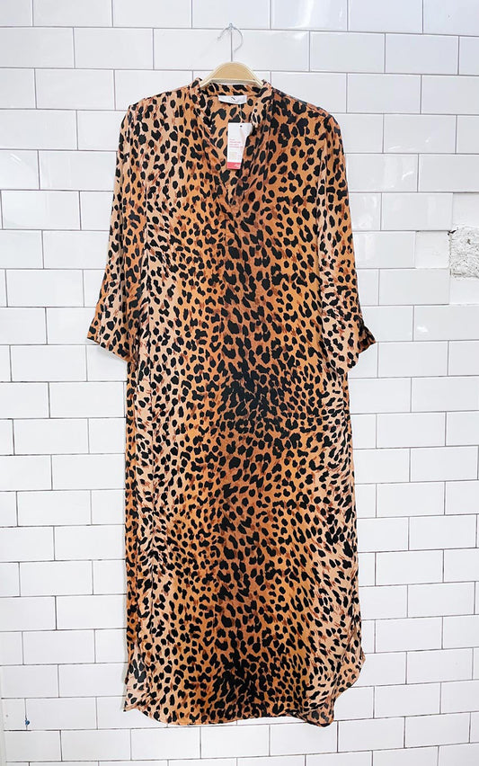 josie natori satin animal print caftan