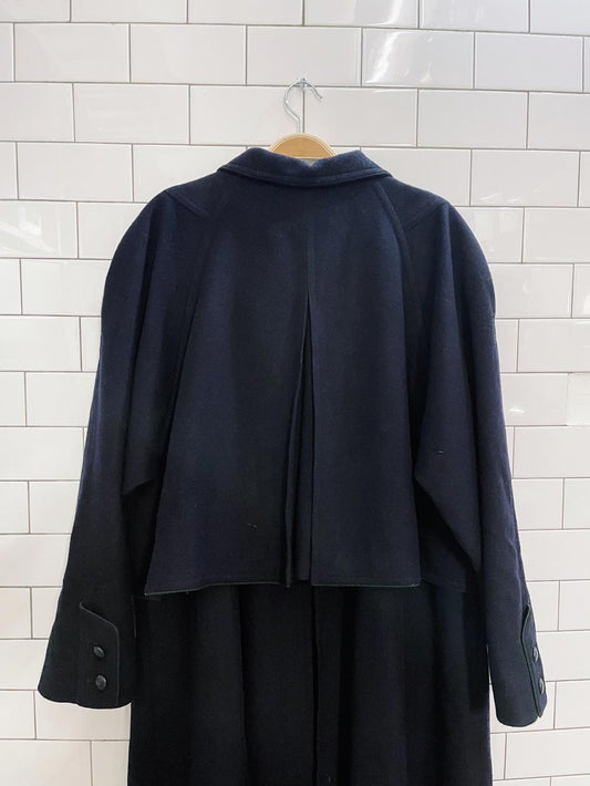 vintage loden frey wool-blend pleated cape coat