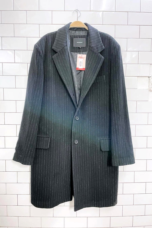 isaac mizrahi pinstripe wool-blend coat