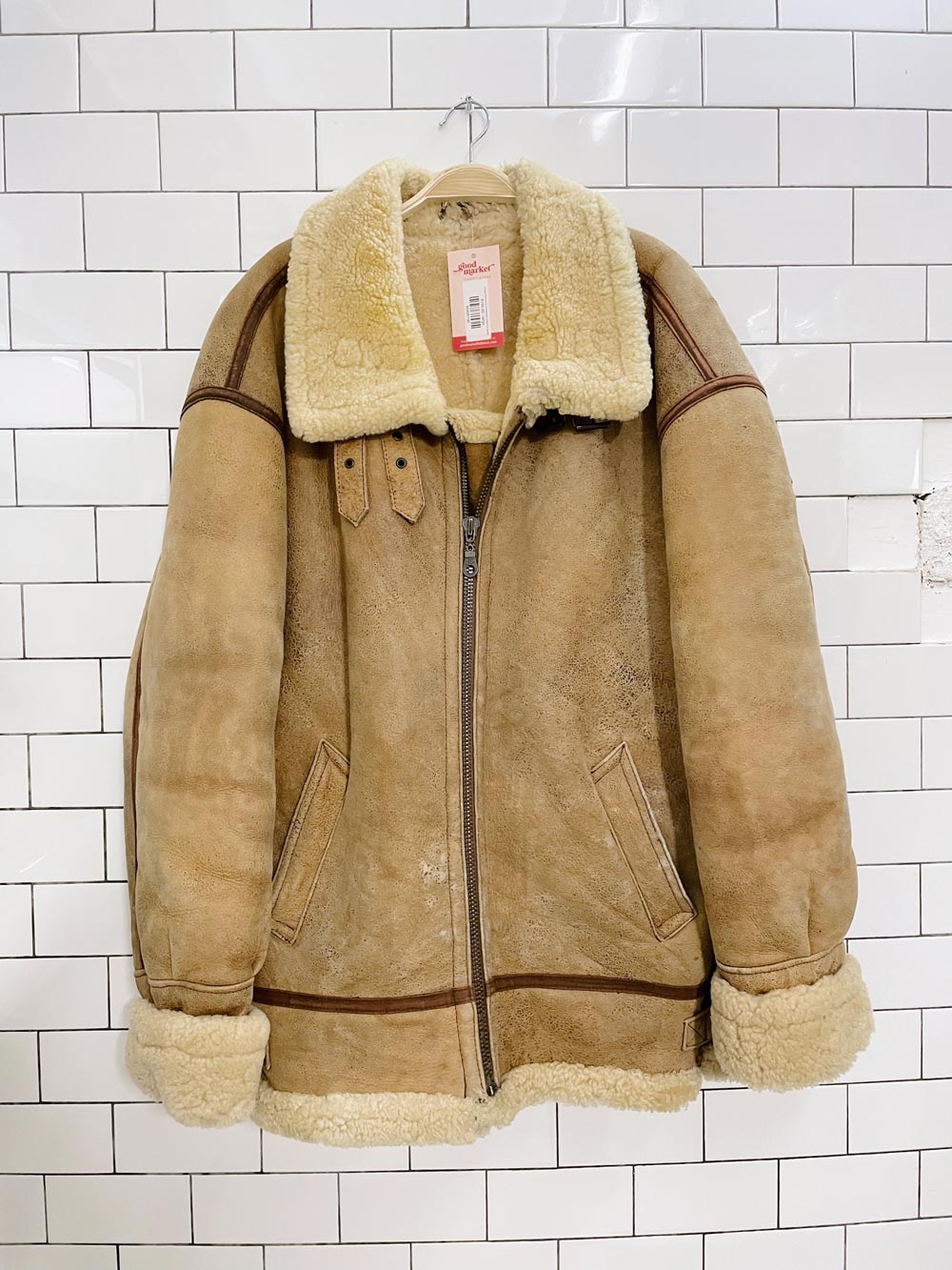 vintage 90s bod & christensen shearling aviator coat