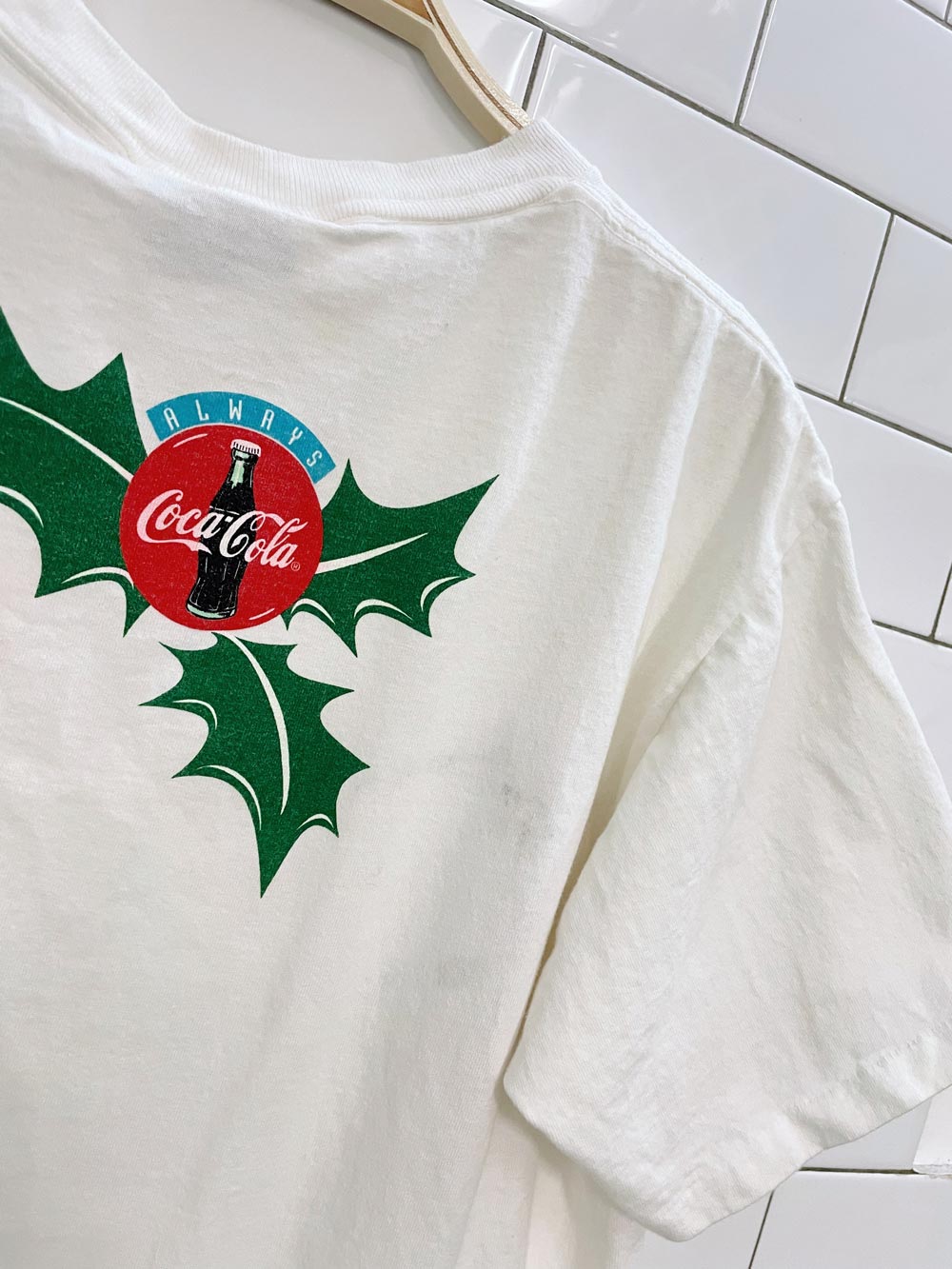 vintage 90s coca cola stocking holiday tee