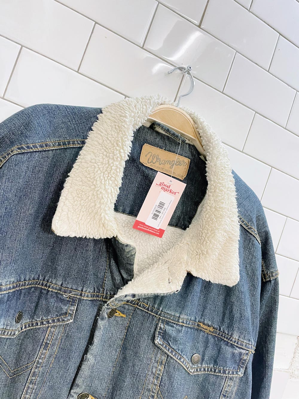 vintage wrangler sherpa lined denim jacket