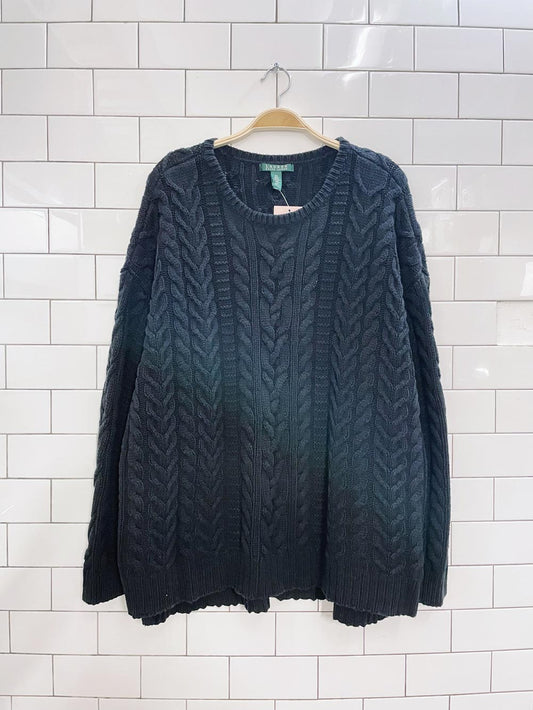 lauren RL cotton-blend cable knit sweater