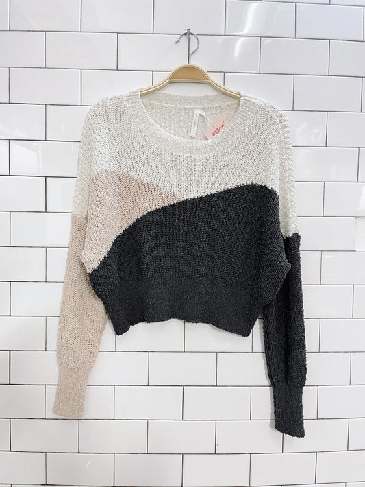 dreamers colourblock boucle knit crop sweater