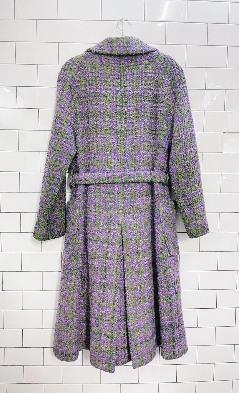 vintage wilsons wool tweed leather belted coat