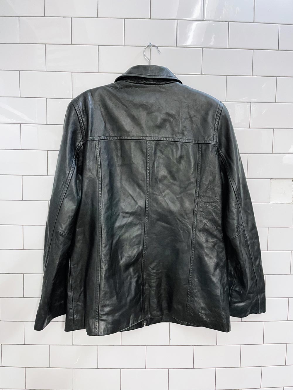 vintage 00s express minimal zip butter leather jacket