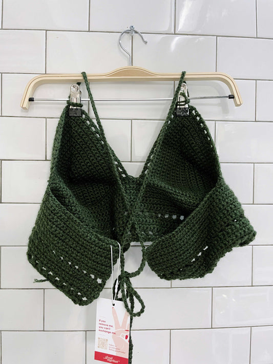 hand-knit crochet halter top