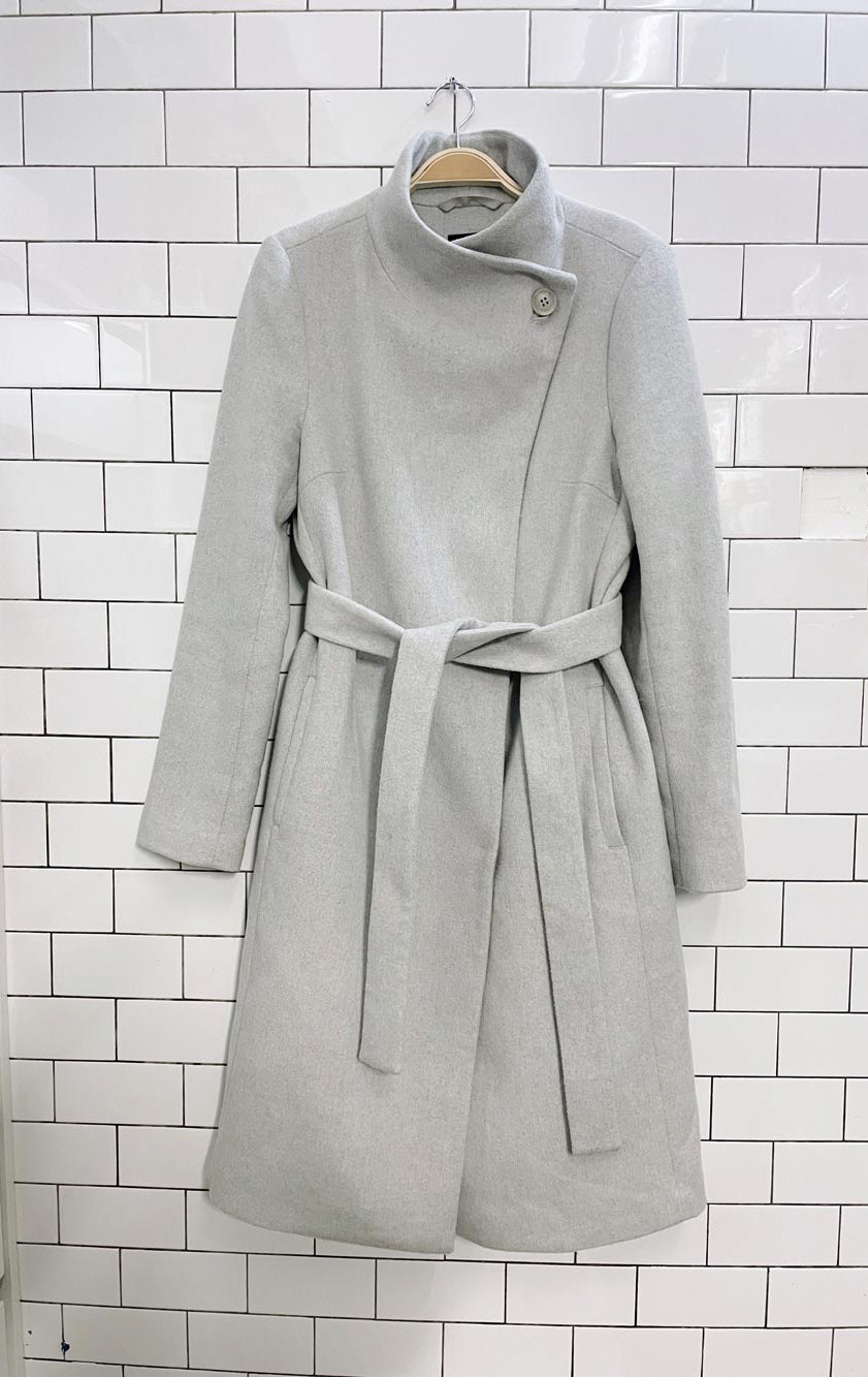 rw&co 2023 grey asymmetrical wool-blend coat