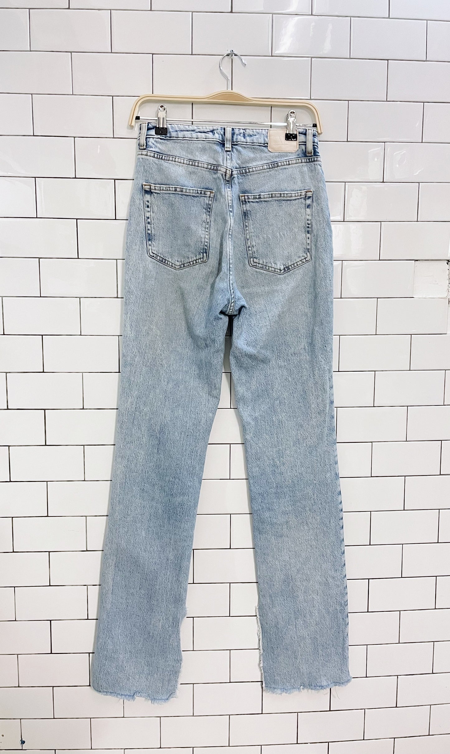 zara high rise straight split hem jeans