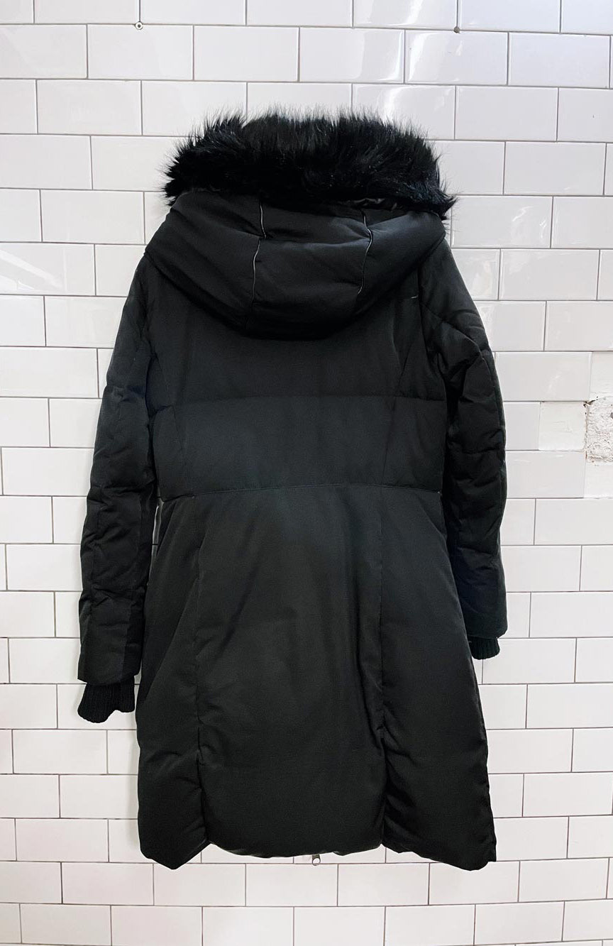 zara down parka with faux fur hood