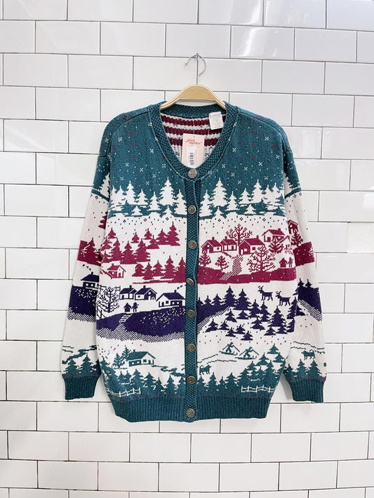 vintage ski village knit cardigan