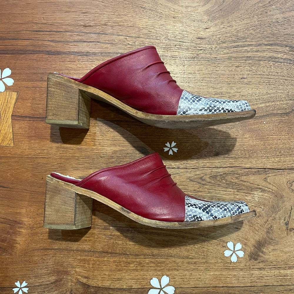 vintage via assisi leather western mules - size 37