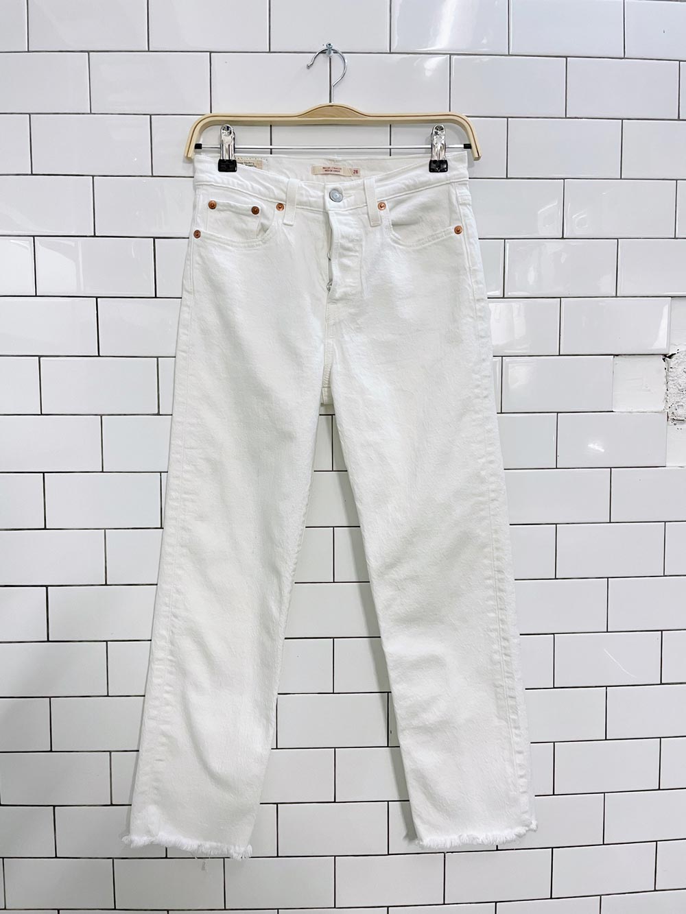 levi's wedgie straight white jeans