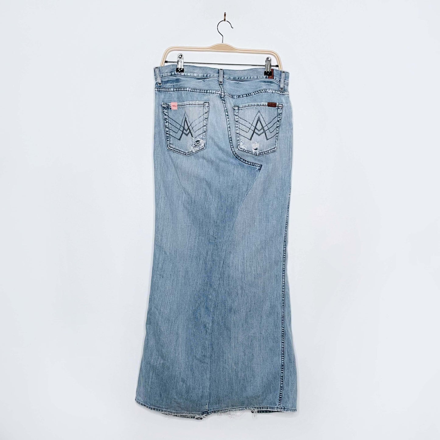 rework x 7 for all mankind denim maxi skirt