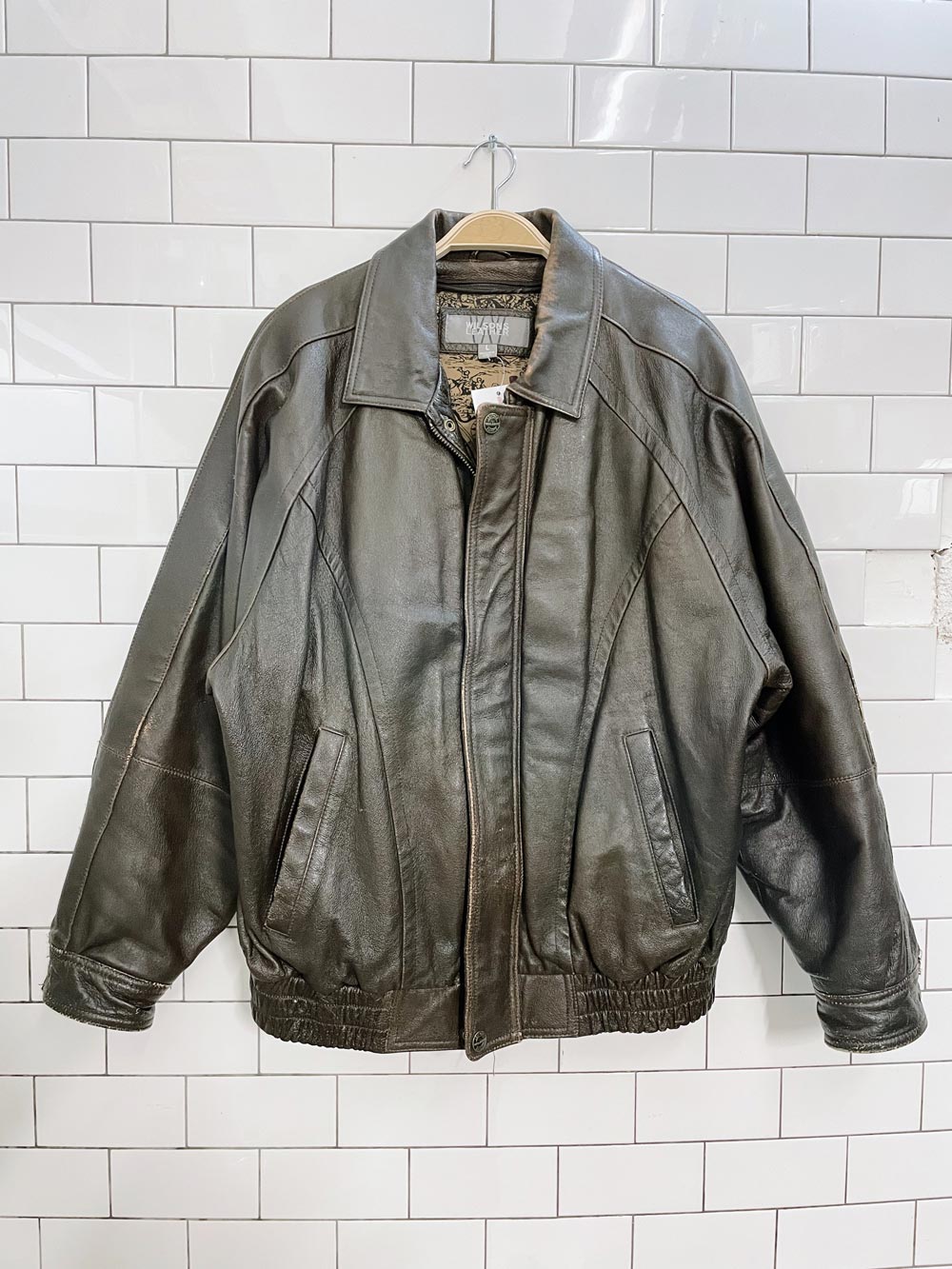 vintage wilsons heavy leather lined bomber jacket