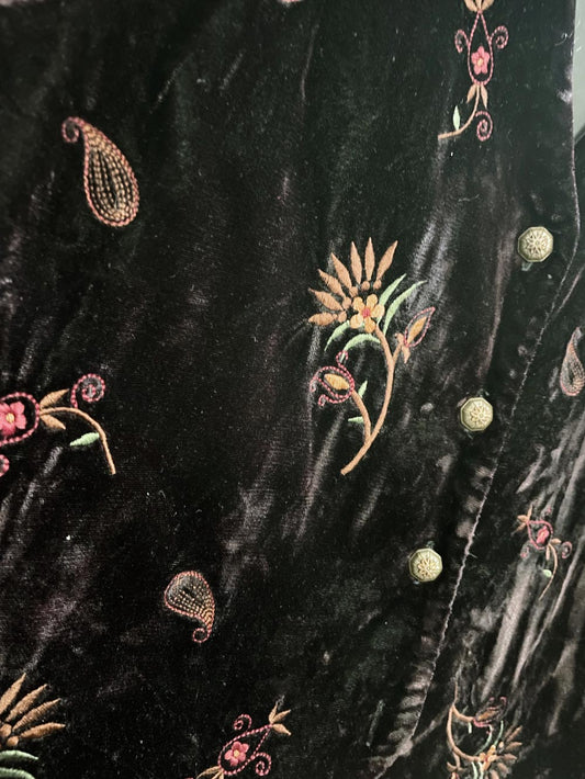 vintage koret velvet embroidered florals vest