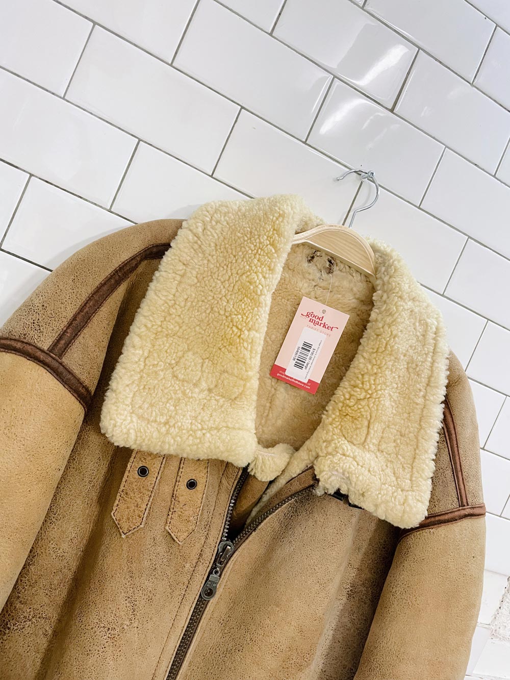 vintage 90s bod & christensen shearling aviator coat