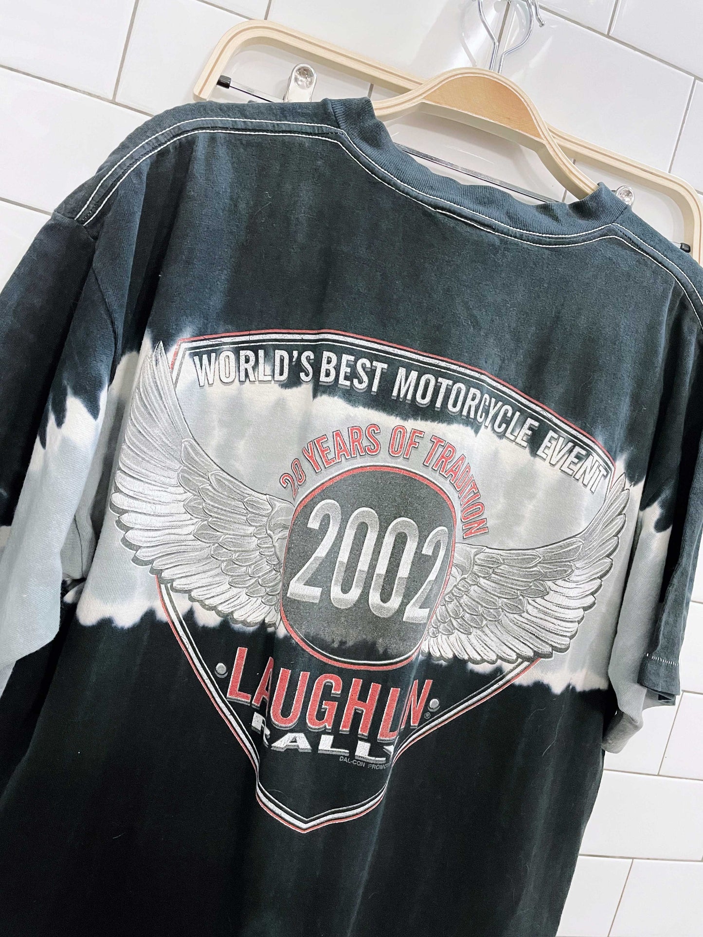 vintage 00s laughlin moto rally tie dye tee