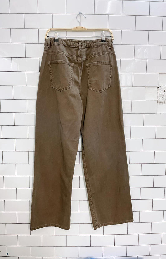 garage denim brown wide leg jeans