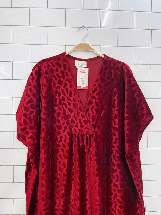 vintage vanity fair animal print red velvet holiday robe