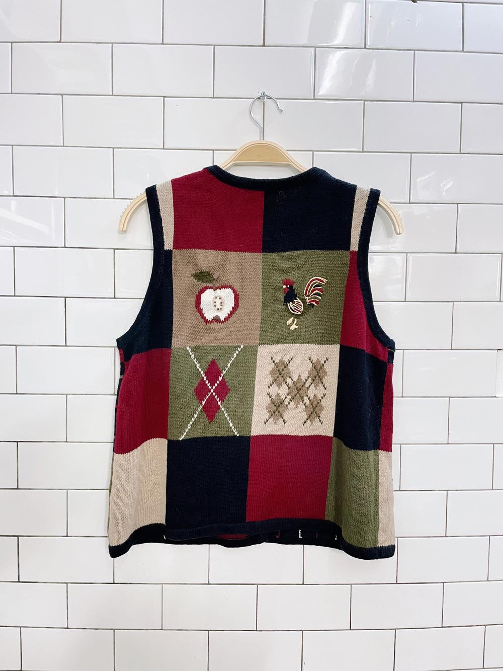 vintage christopher & banks argyle farm knit vest