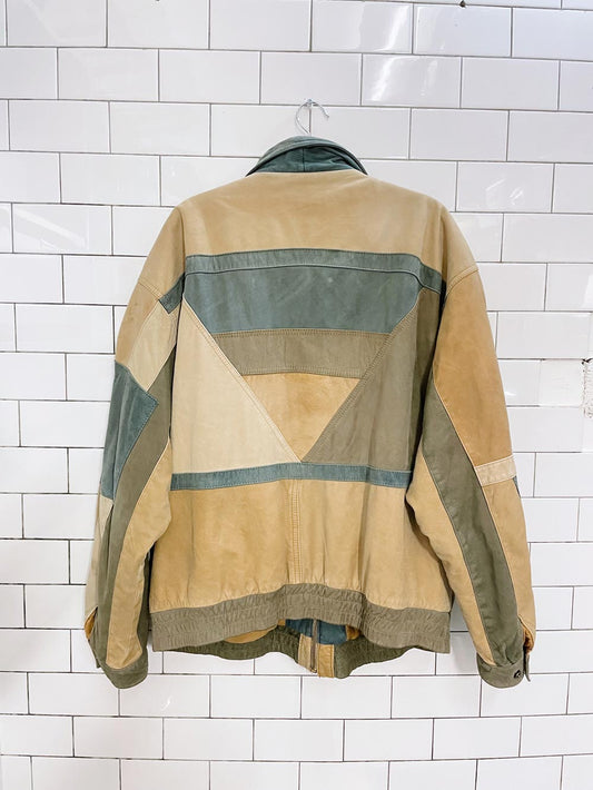 vintage j walden patchwork nubuck leather bomber jacket