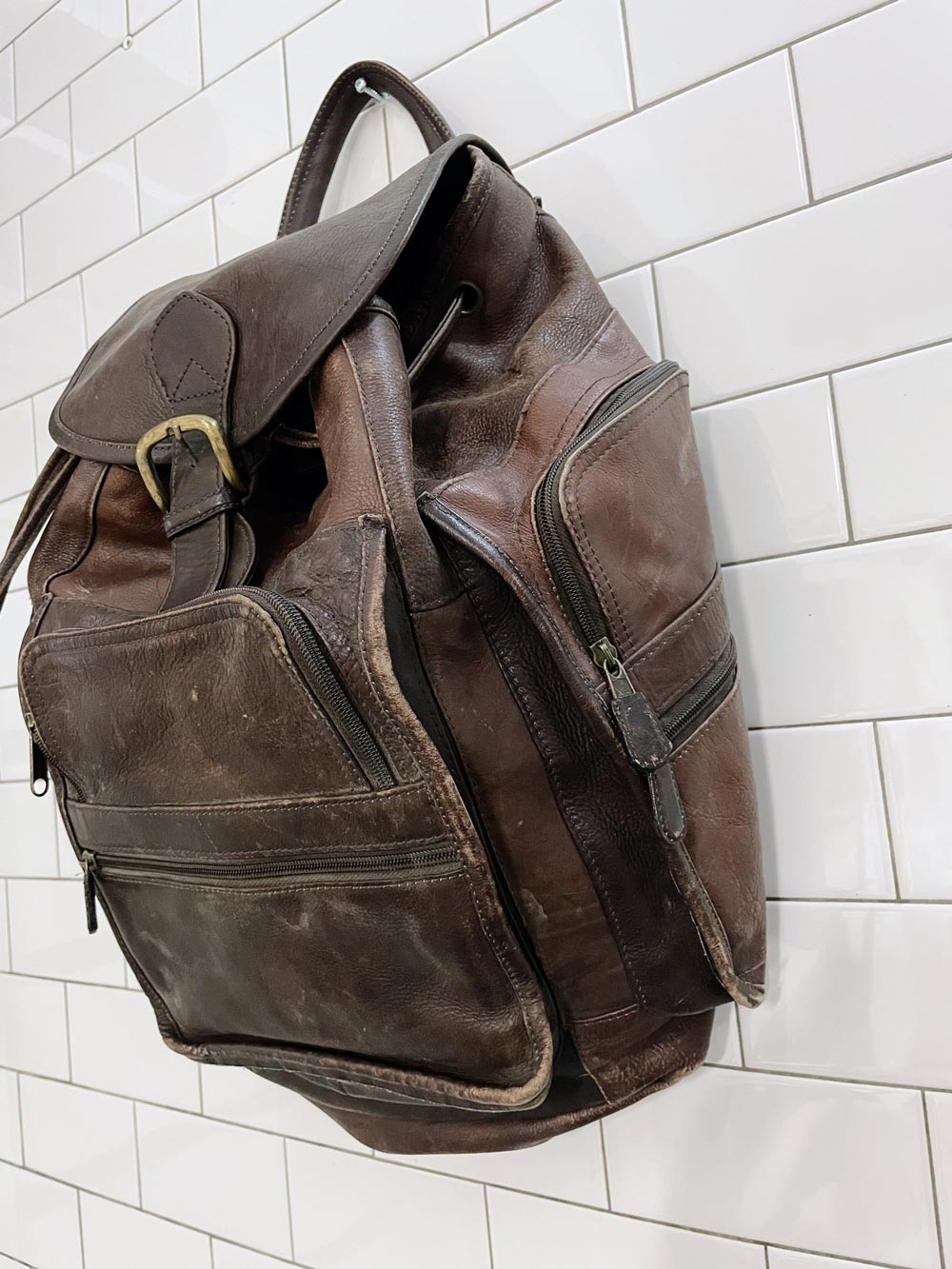 boulder ridge oiled leather backpack