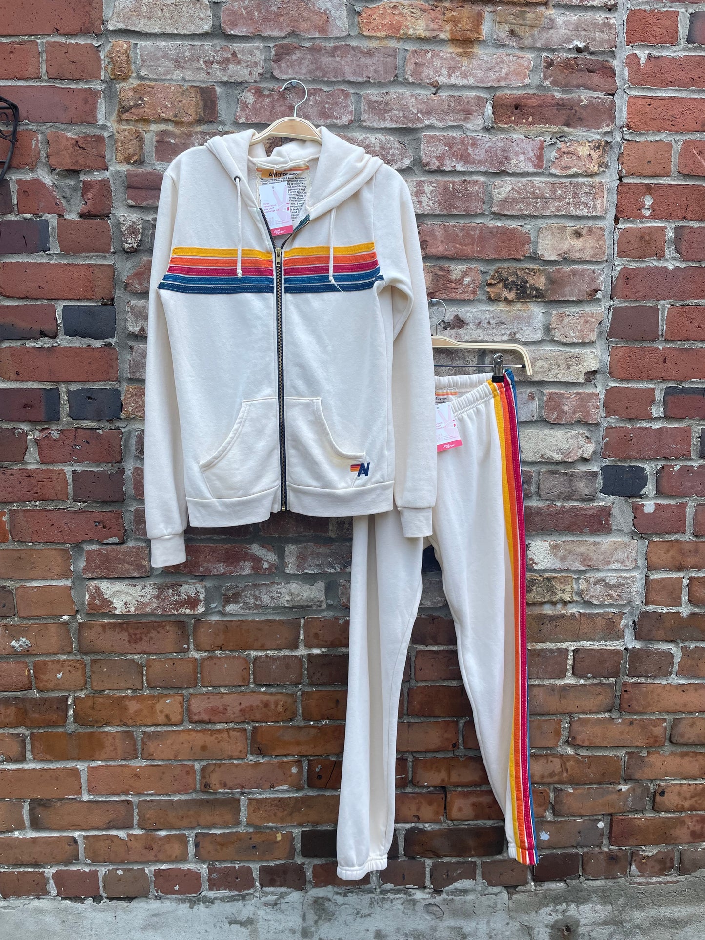 aviator nation 5 stripe hoodie and sweatpant set