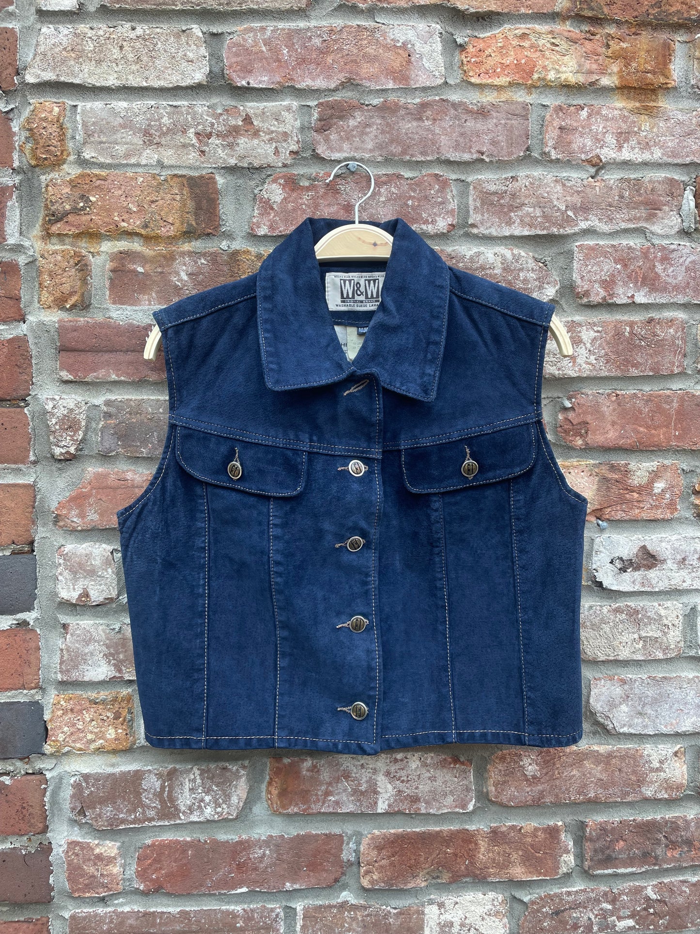 vintage 90s w&w washable suede vest