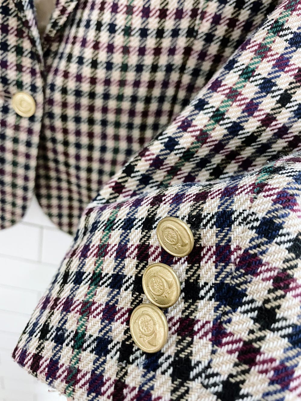 vintage haberdashery wool-blend houndstooth blazer