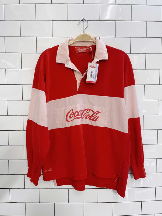 vintage 80s coca-cola rugby polo