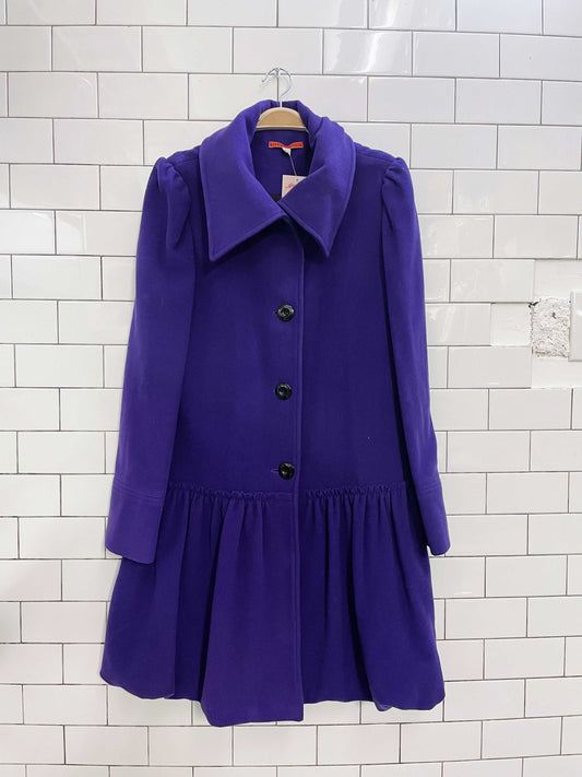 alice + olivia purple peplum hem wool jacket