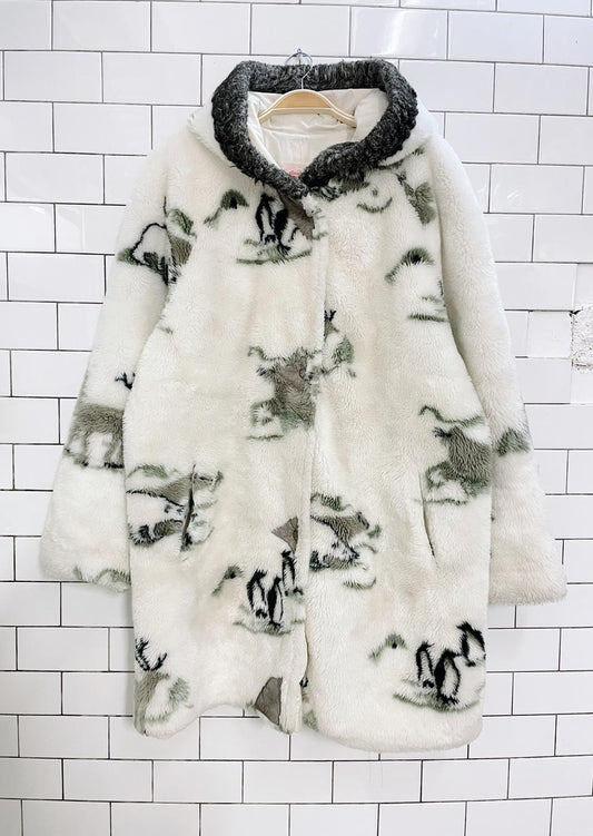 vintage 90s faux fur reversible coat