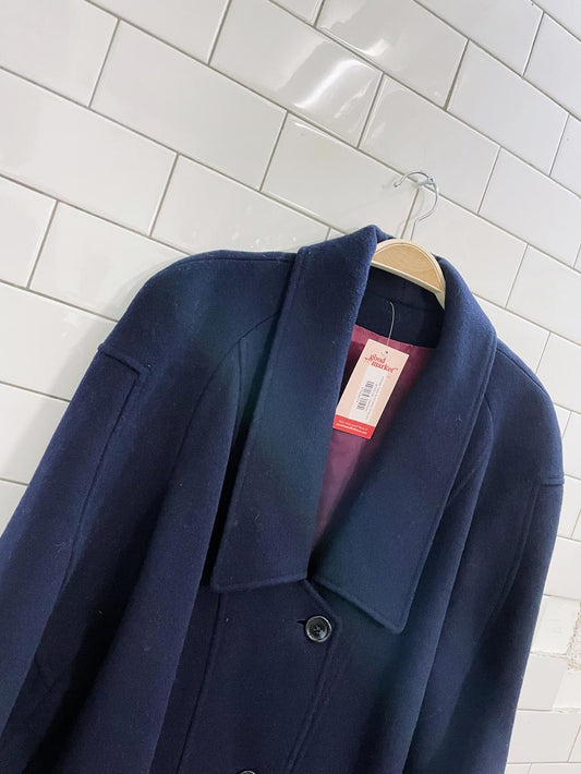 vintage navy pure wool long coat